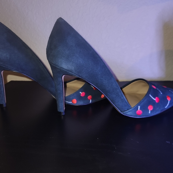 Ann Taylor Azra Cherry Embroidered Suede Pumps - Picture 8 of 8